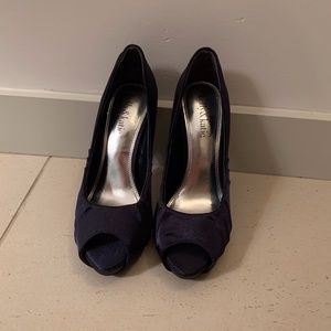 Kelly & Katie Satin Peep Toe Heels